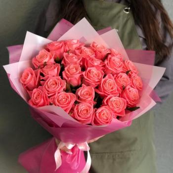 Розовые розы 50 см 25 шт. (Россия) (код  313390)